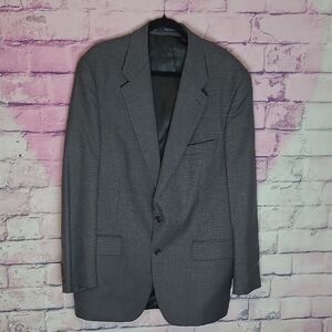 CHAPS RALPH LAUREN MICRO HOUNDSTOOTH GRAY PURE NEW WOOL SINGLE BREASTED BLAZER